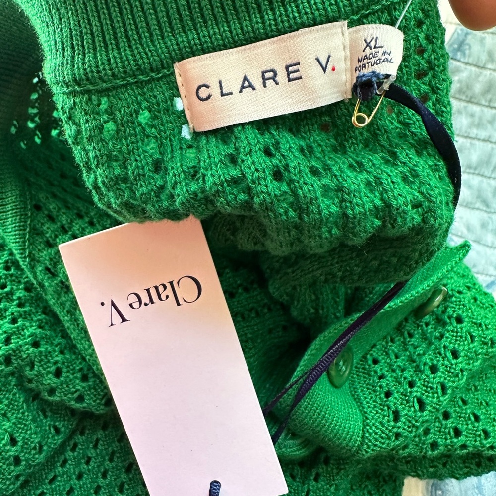 NWT Clare V. Augustine Green Knit Polo XL - Picture 2 of 6